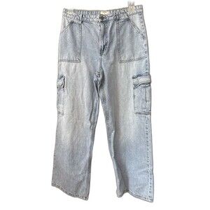 COTTON ON Y2K Super Baggy Jeans Cargo Light wash sz 32 Sailor Pockets Festival